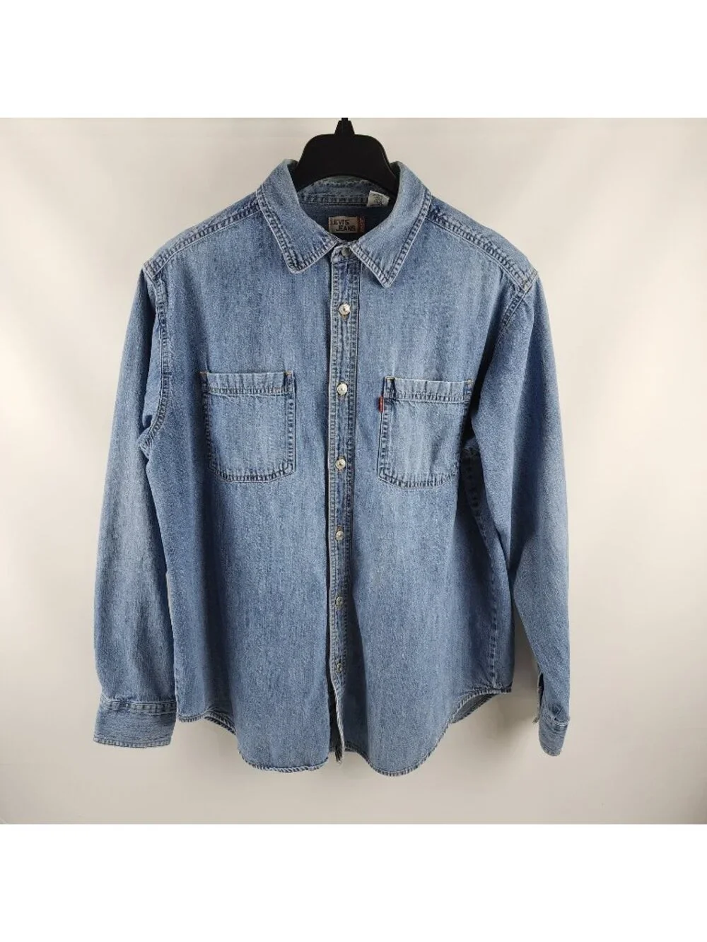 Vintage LEVIS Denim Mens Large Red Tab Label L/S Button Up